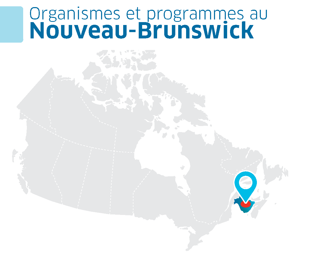 Une carte du Canada avec la province du Nouveau-Brunswick en surbrillance