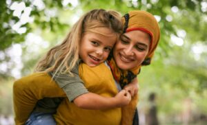 Mother playing with child