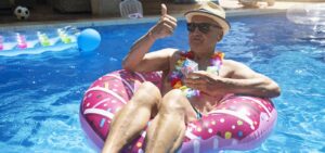 senior man enjoying relaxing swim