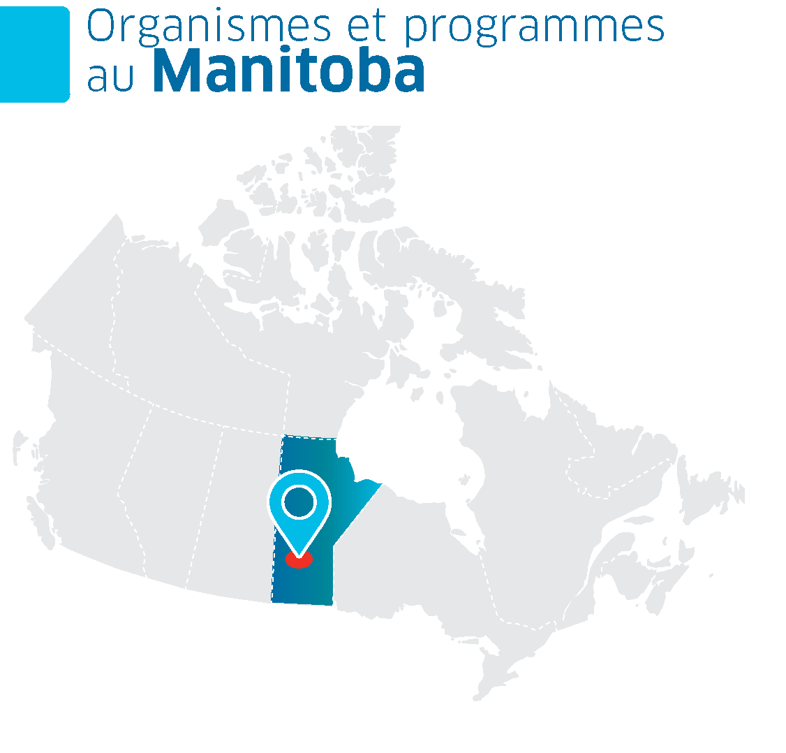 Une carte du Canada avec la province du Manitoba en surbrillance