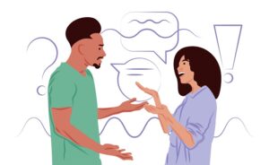 two people talking graphic
