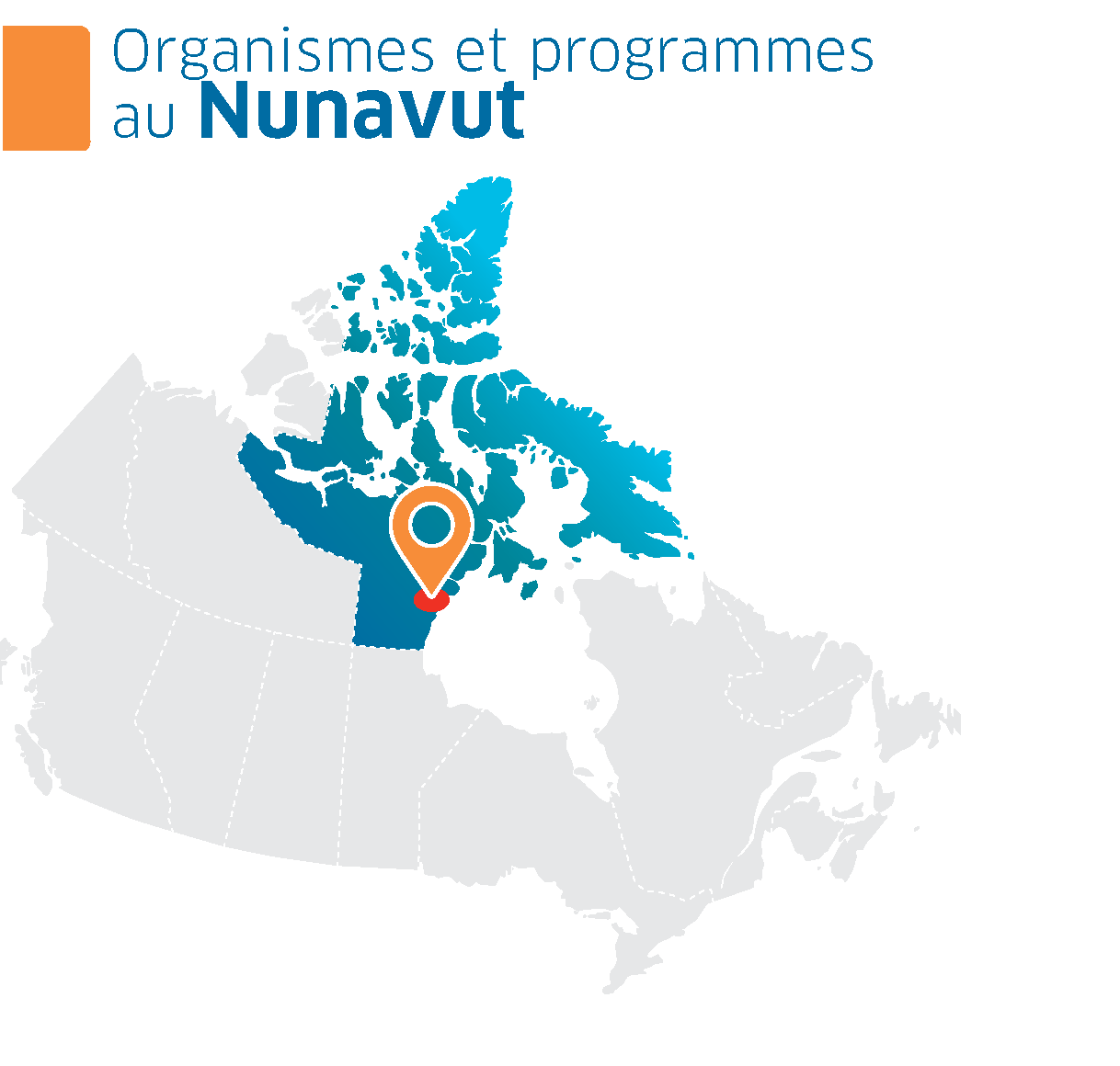 Une carte du Canada avec le territoire du Nunavut mis en évidence