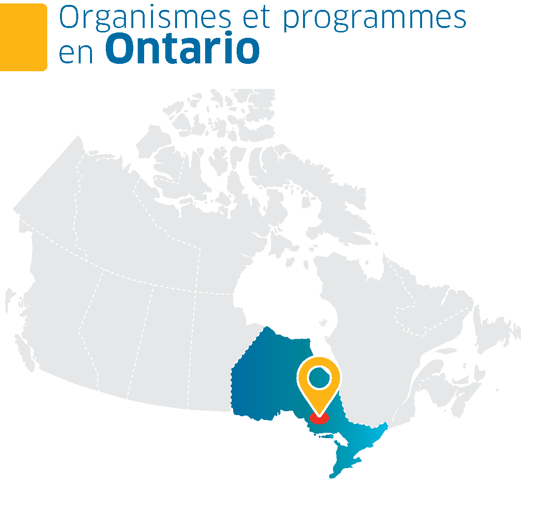 Une carte du Canada avec la province de l'Ontario en surbrillance