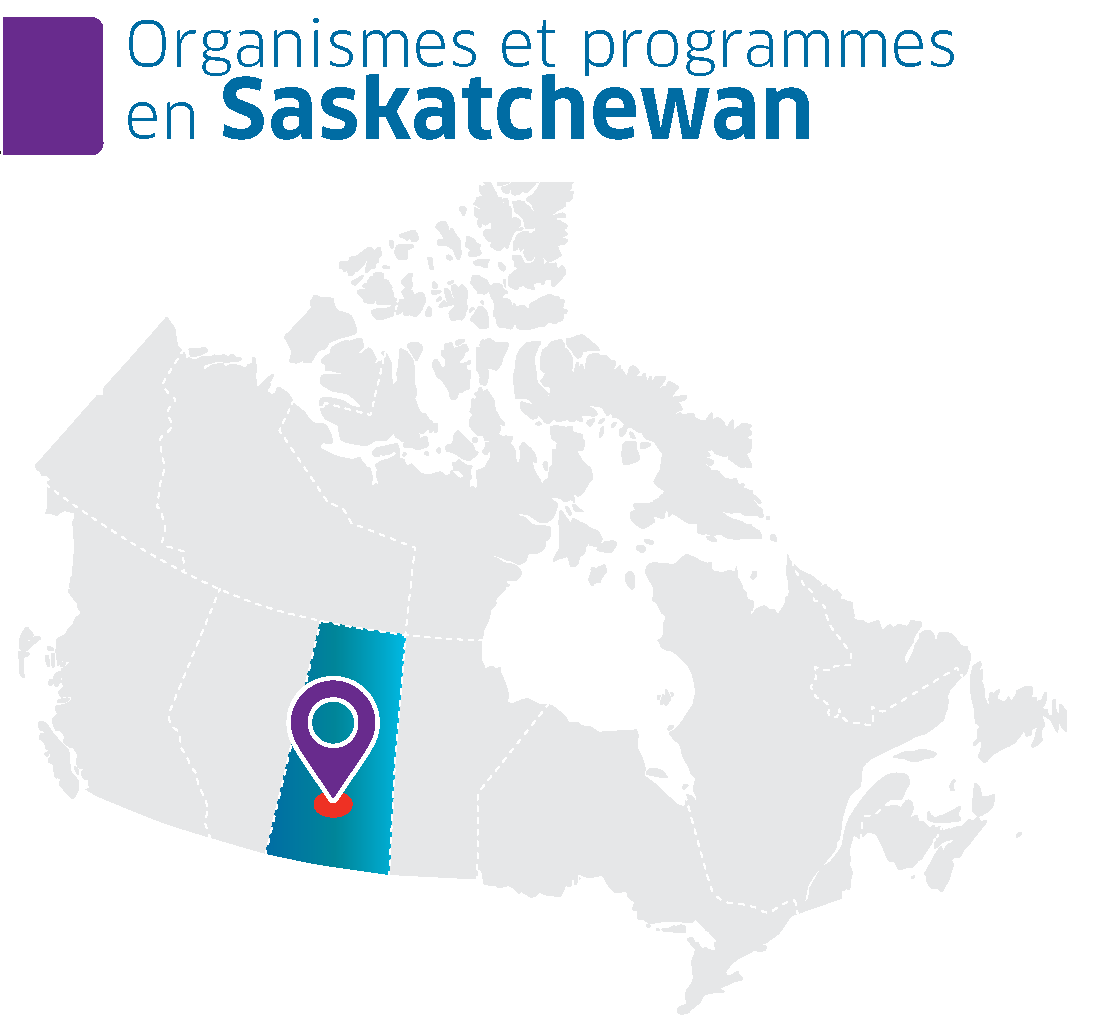 Une carte du Canada avec la province de la Saskatchewan en surbrillance