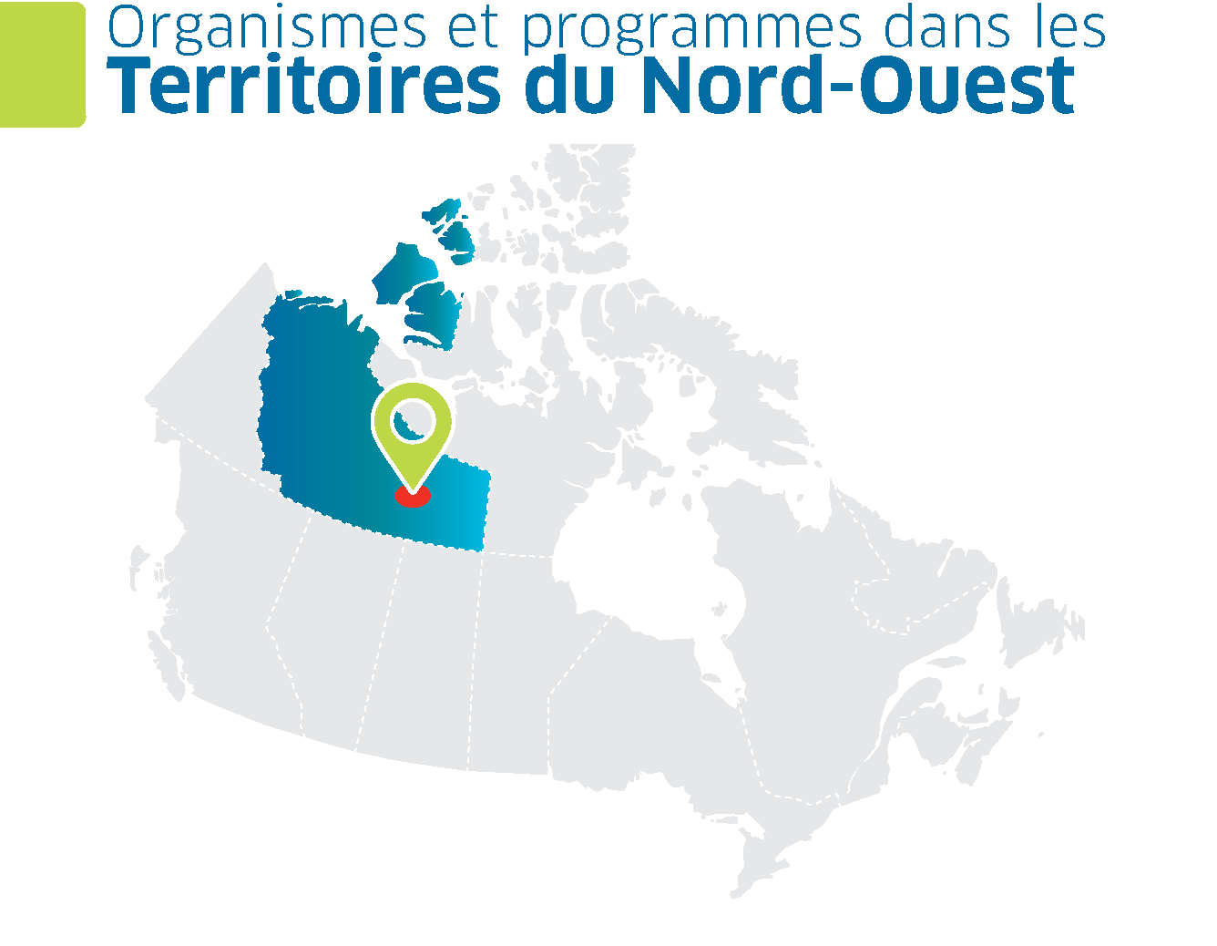 Une carte du Canada avec les Territoires du Nord-Ouest en surbrillance