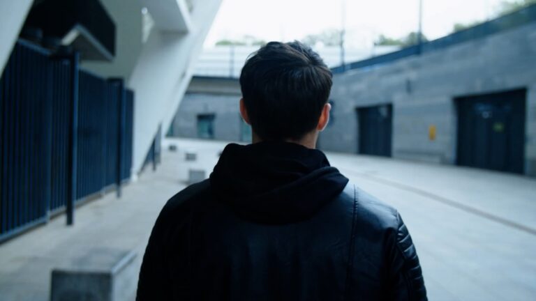 man walking away