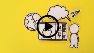 Video button on a yellow background