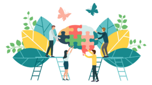 Personnes résolvant un puzzle
